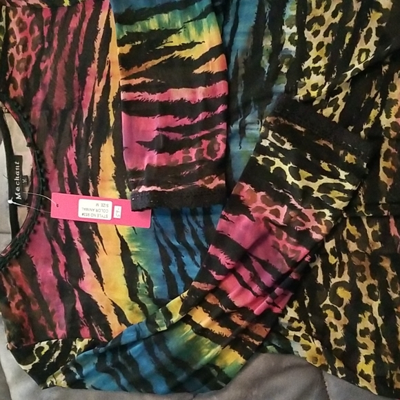 Mechant Sheer Tie Dye Animal Print Tunic  Sz Med - Picture 3 of 6